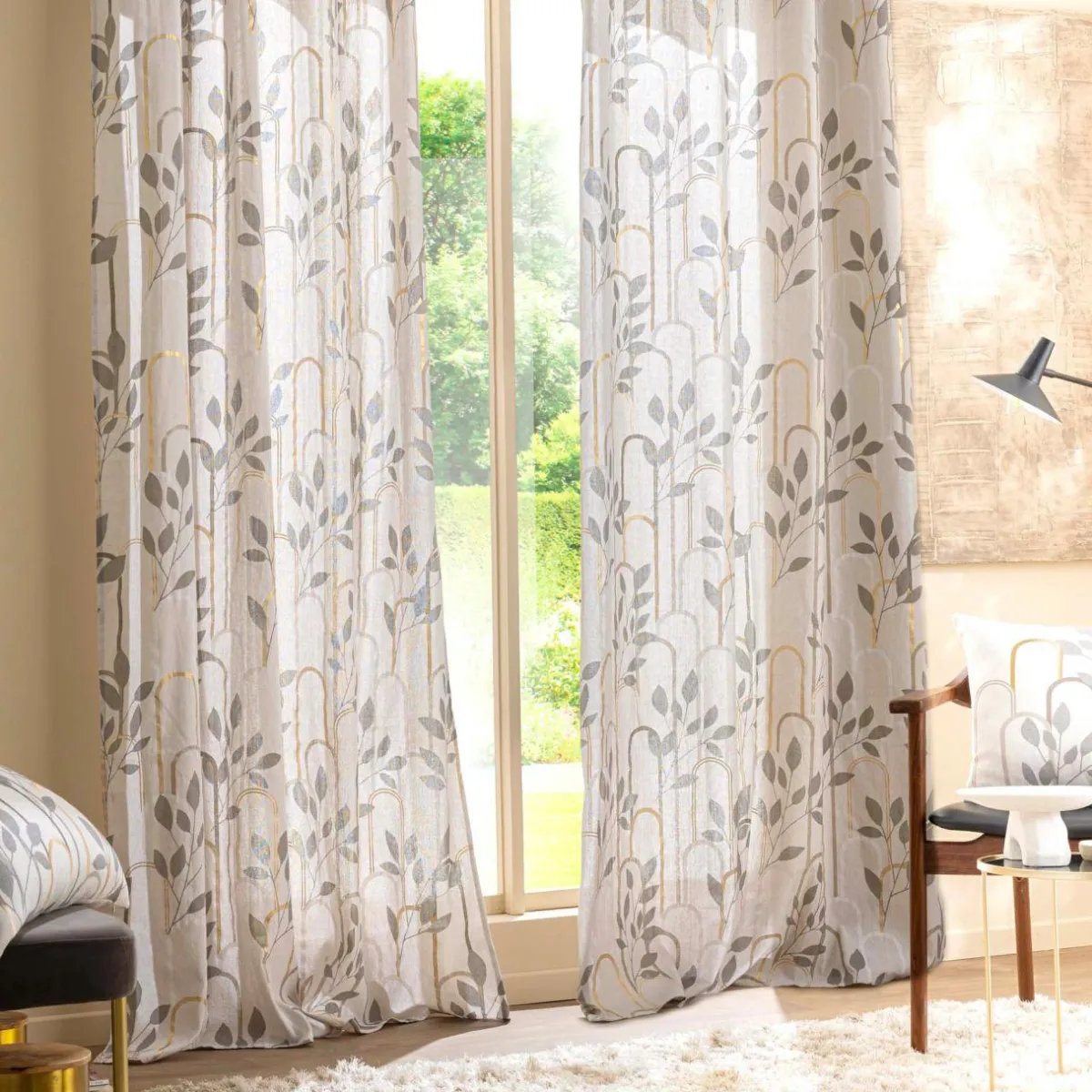 douceur d'intu017drieur Rideau coton (140 x 240 cm) Roseris Gris Hot
