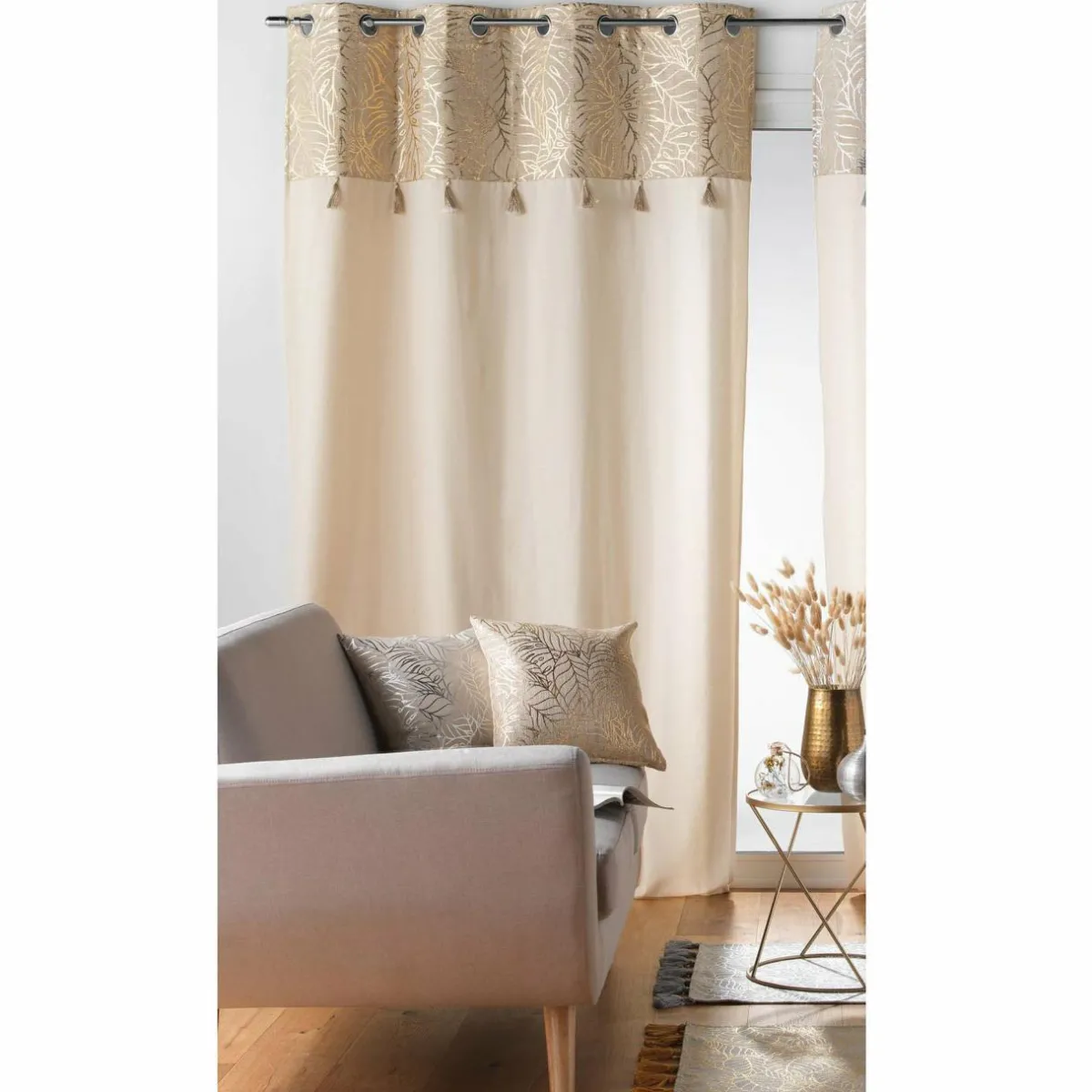 DOUCEUR D'INTERIEUR Rideau coton (140 x 240 cm) Solea Or Discount