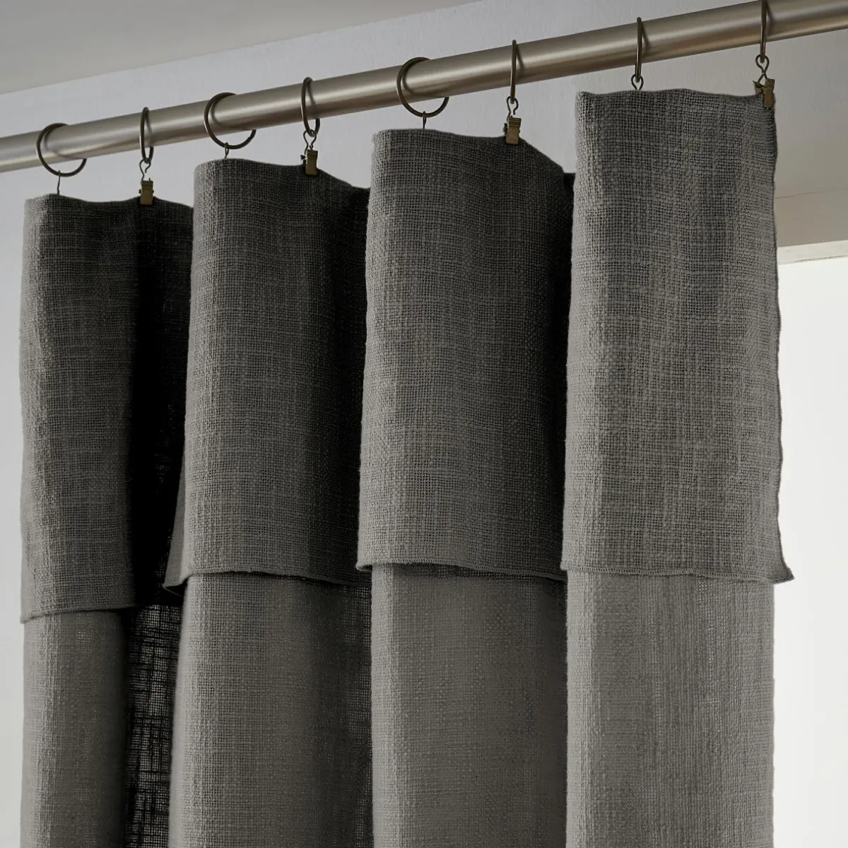 L'EFFET PAPILLON Rideau coton ajustable (140 x max 270 cm) Sixtine Gris ardoise Gris foncé Clearance