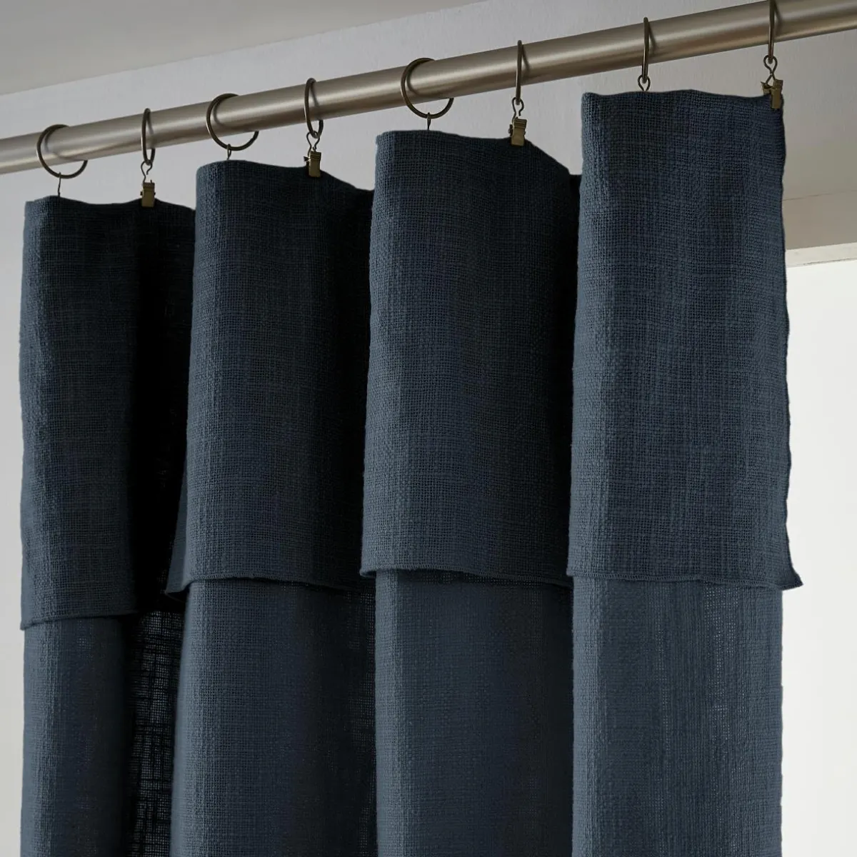 L'EFFET PAPILLON Rideau coton ajustable (140 x max 270 cm) Sixtine Bleu nuit Clearance