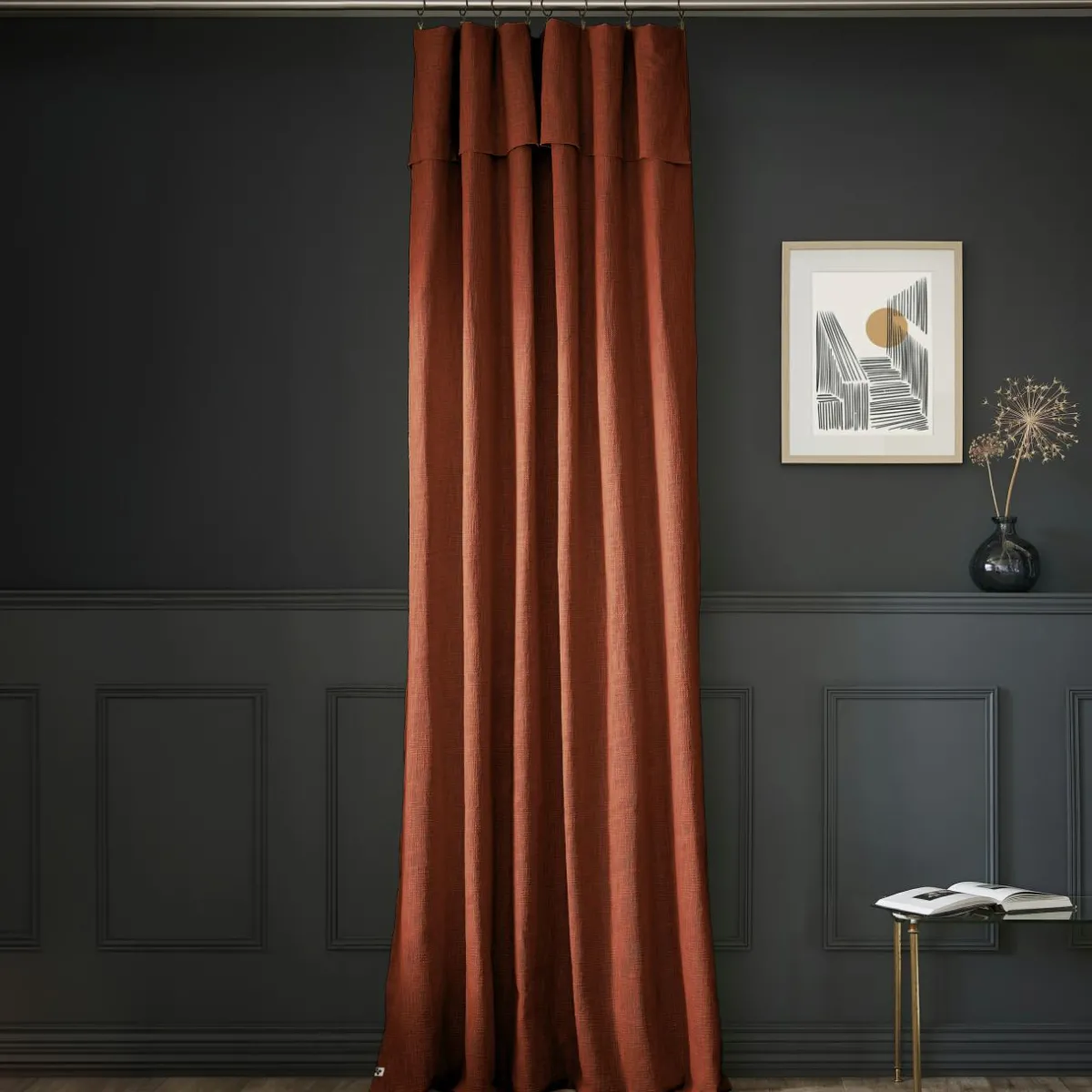 L'EFFET PAPILLON Rideau coton ajustable (140 x max 270 cm) Sixtine Terracotta Sale