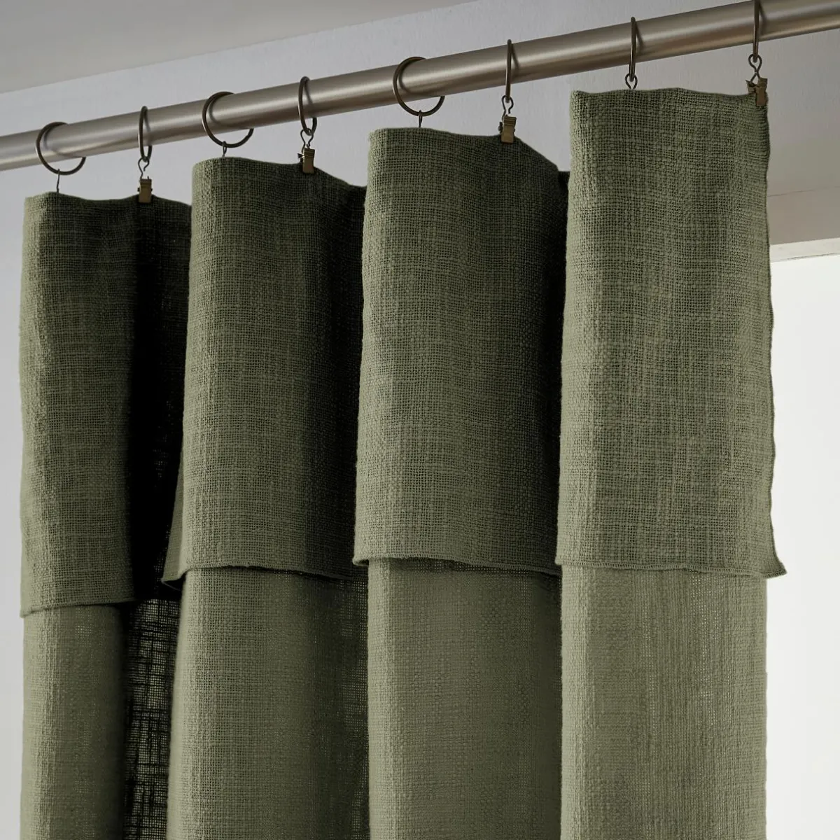 L'EFFET PAPILLON Rideau coton ajustable (140 x max 270 cm) Sixtine Vert romarin Sale