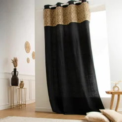 EMINZA Rideau coton et jute (140 x 280 cm) Nama Noir New