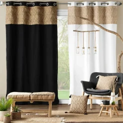 EMINZA Rideau coton et jute (140 x 280 cm) Nama Noir New