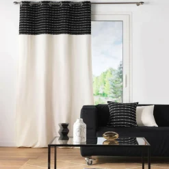 DOUCEUR D'INTERIEUR Rideau coton recyclé (140 x 240 cm) Linechic Noir Online