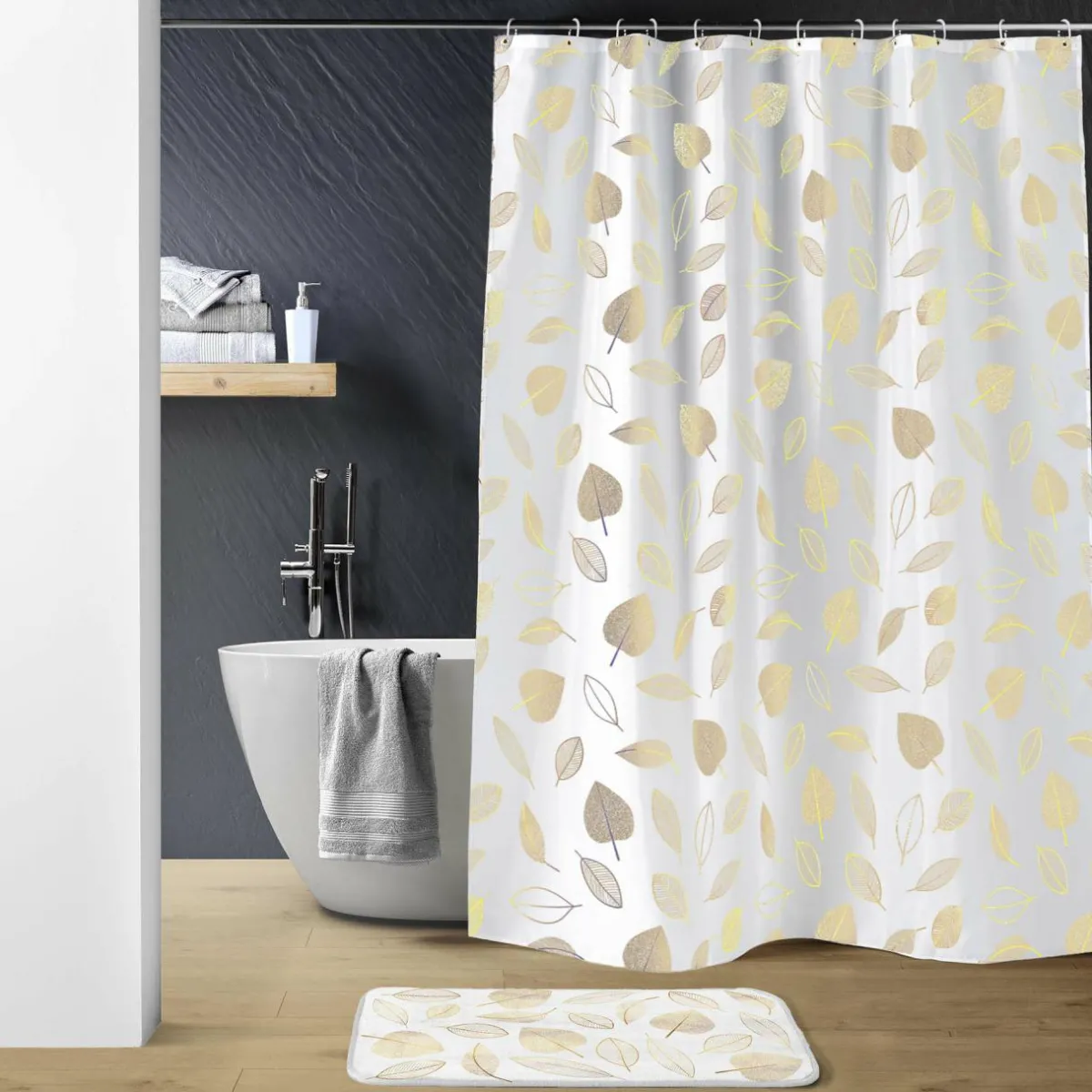 douceur d'intu017drieur Rideau de douche à anneaux (180 x 200 cm) Joya Blanc Sale