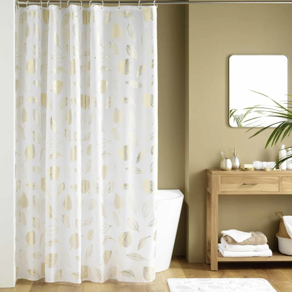 douceur d'intu017drieur Rideau de douche à anneaux (180 x 200 cm) Joya Blanc Sale