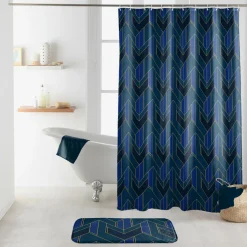 douceur d'intu017drieur Rideau de douche à anneaux (180 x 200 cm) Achille Bleu Online