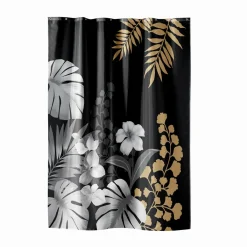 douceur d'intu017drieur Rideau de douche à anneaux (180 x 200 cm) Kelly Noir Clearance