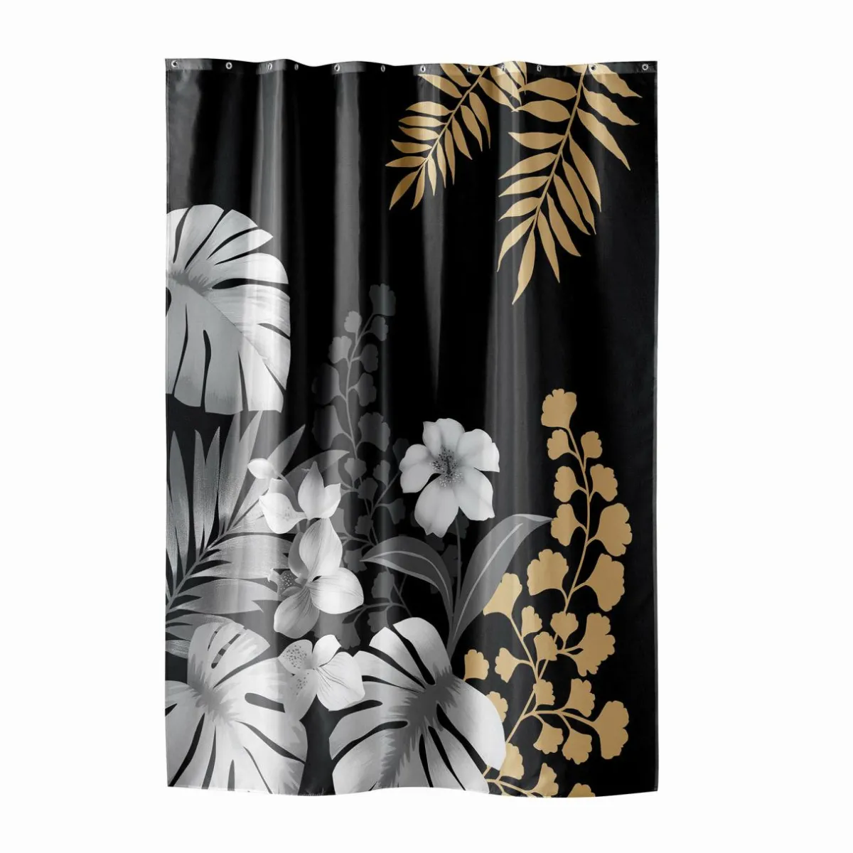douceur d'intu017drieur Rideau de douche à anneaux (180 x 200 cm) Kelly Noir Clearance
