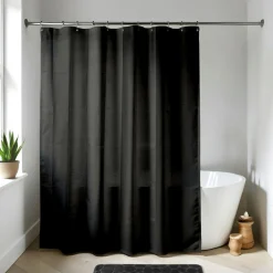 Rideau de douche à anneaux (180 x 200 cm) Uni Noir Online