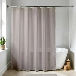 Rideau de douche à anneaux (180 x 200 cm) Uni Taupe Best