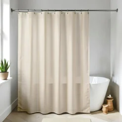Rideau de douche à anneaux (180 x 200 cm) Uni Ecru Discount