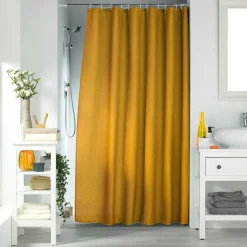 douceur d'intu017drieur Rideau de douche effet tissé à anneaux (180 x 200 cm) Quartz Jaune ocre Outlet
