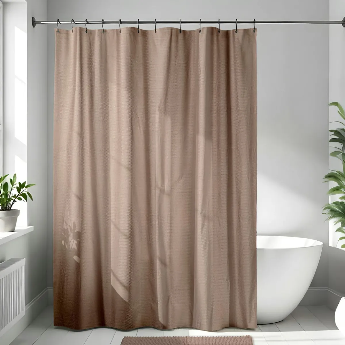 TENDANCE Rideau de douche en microfibre (180 x 200 cm) Gauffré Cappuccino Marron New