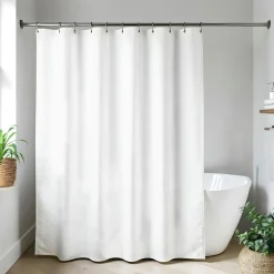 TENDANCE Rideau de douche en microfibre (180 x 200 cm) Relief gauffré Blanc Outlet