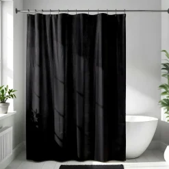 TENDANCE Rideau de douche en microfibre (180 x 200 cm) Gauffré Noir Clearance