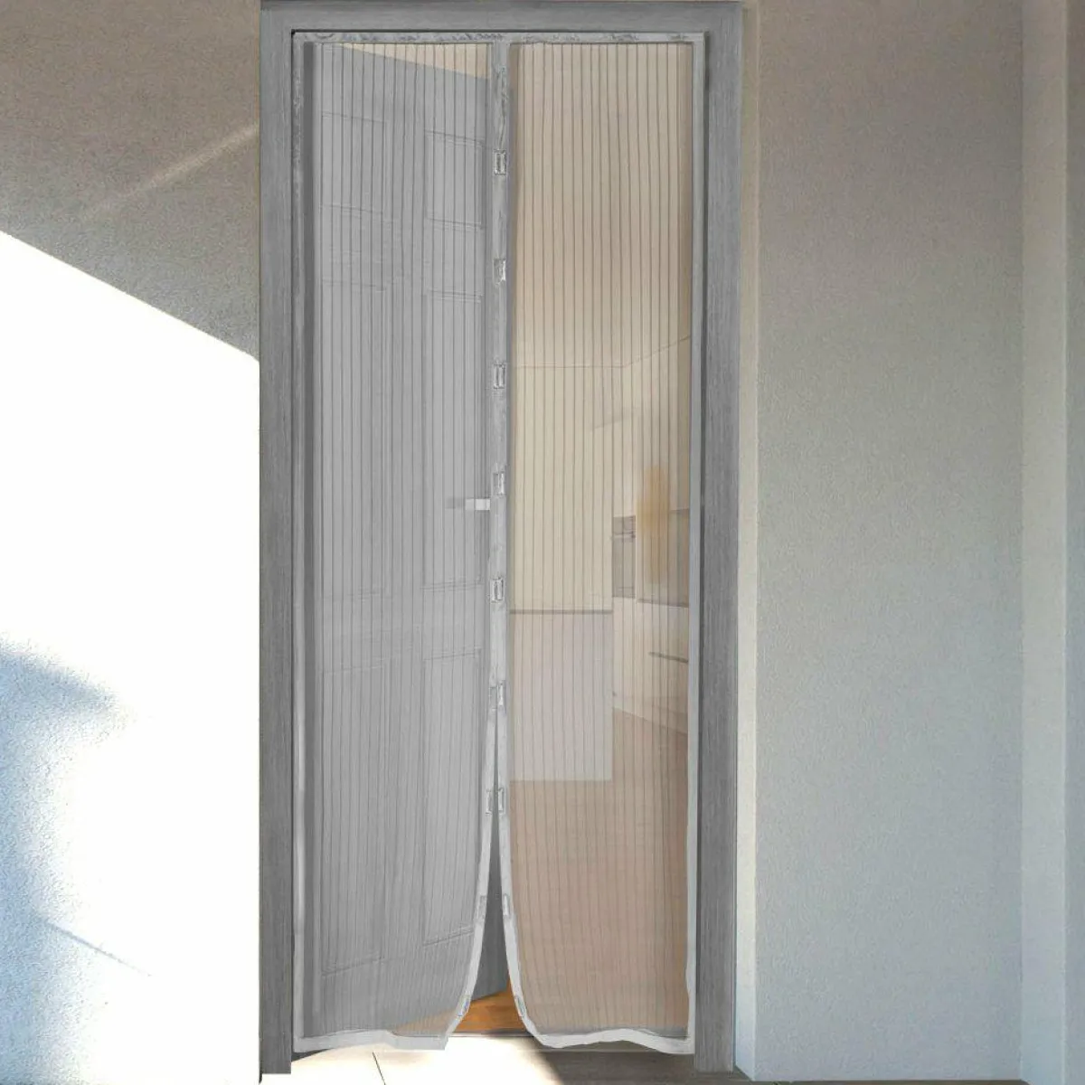 LUANCE Rideau de porte Moustiquaire (100 x H220 cm) Aimanté Gris Clearance