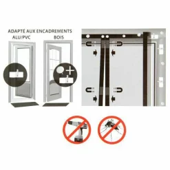 LUANCE Rideau de porte Moustiquaire (100 x H220 cm) Aimanté Ecru Sale