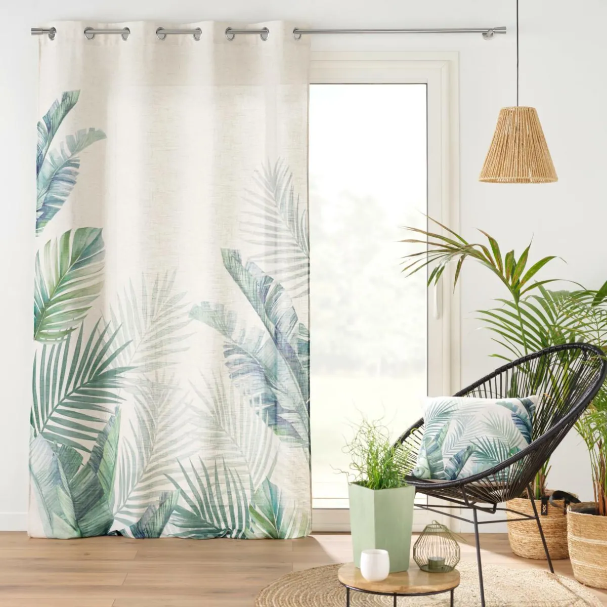 douceur d'intu017drieur Rideau effet lin (140 x 260 cm) Native Vert Sale