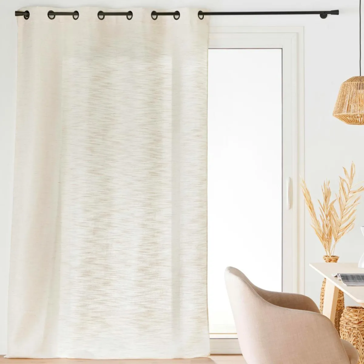 douceur d'intu017drieur Rideau effet lin tissé (140 x 260 cm) Nando Ecru