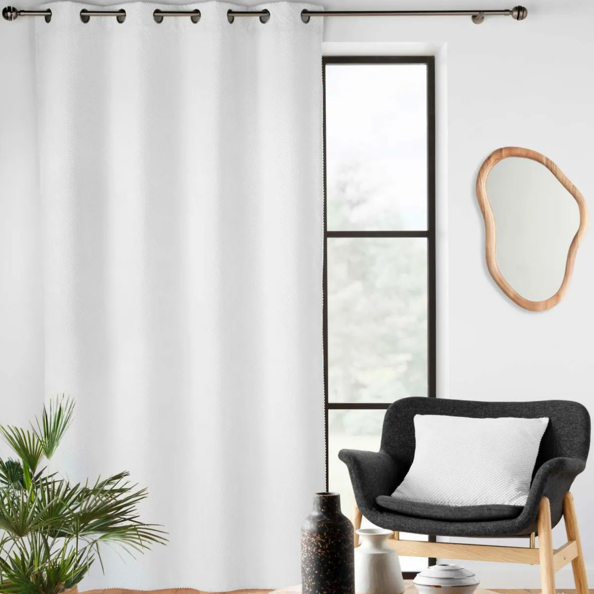 douceur d'intu017drieur Rideau flanelle relief (140 x 260 cm) Java Blanc Clearance
