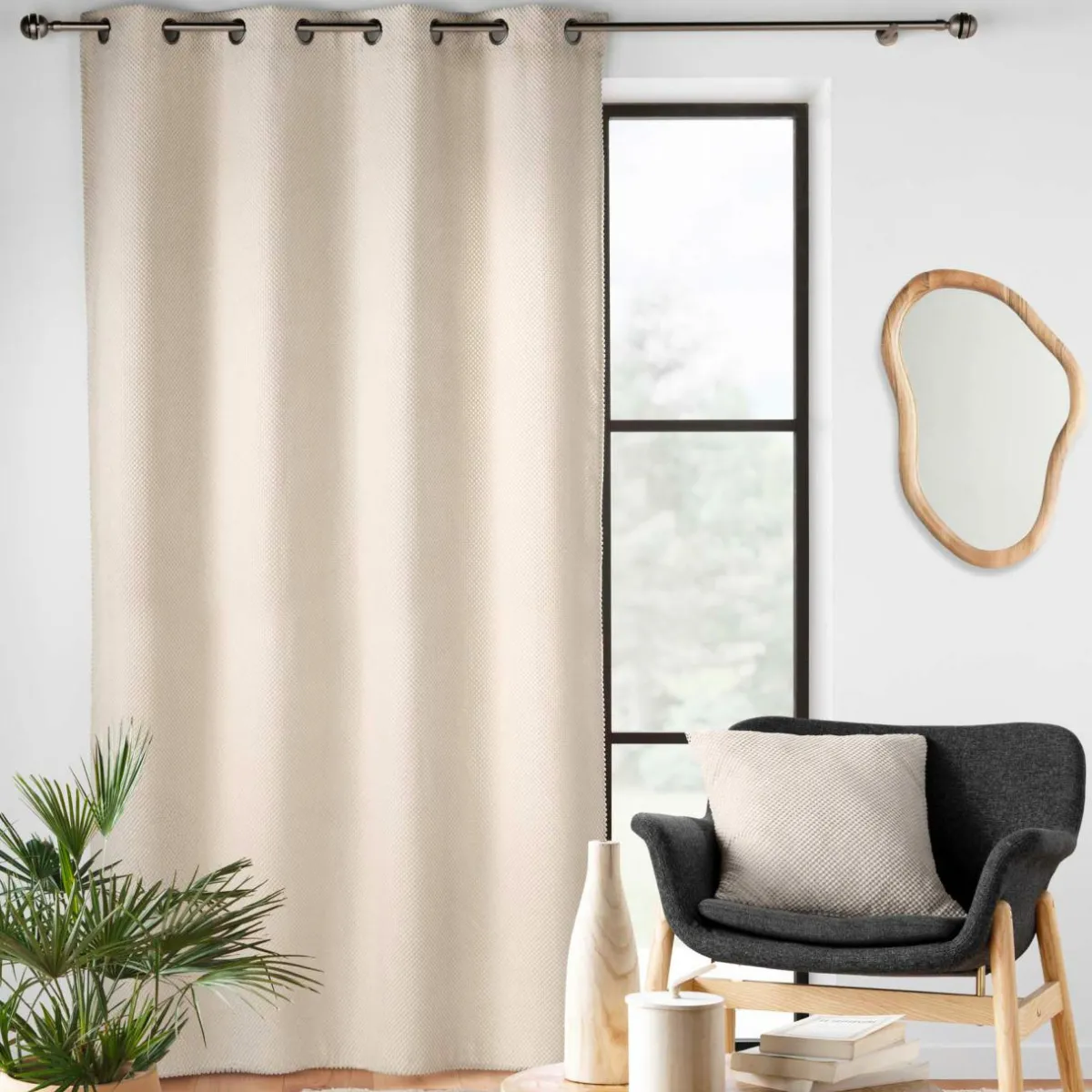 douceur d'intu017drieur Rideau flanelle relief (140 x 260 cm) Java Ecru Discount