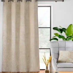 douceur d'intu017drieur Rideau flanelle relief (140 x 240 cm) Flanela Beige