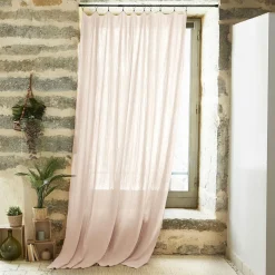 EMINZA Rideau gaze de coton ajustable (140 x max 300 cm) Gaïa Rose poudré