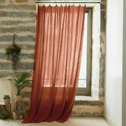 EMINZA Rideau gaze de coton ajustable (180 x max 300 cm) Gaïa Terracotta Outlet