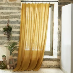 EMINZA Rideau gaze de coton ajustable (140 x max 300 cm) Gaïa Jaune safran Hot