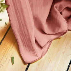 EMINZA Rideau gaze de coton ajustable (180 x max 300 cm) Gaïa Rose Pêche Best