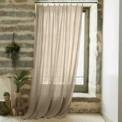 EMINZA Rideau gaze de coton ajustable (140 x max 300 cm) Gaïa Ficelle Outlet