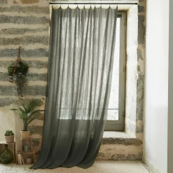 EMINZA Rideau gaze de coton ajustable (180 x max 300 cm) Gaïa Vert romarin Online