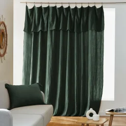 EMINZA Rideau gaze de coton ajustable (280 x 300 cm) Gaïa Vert sapin New