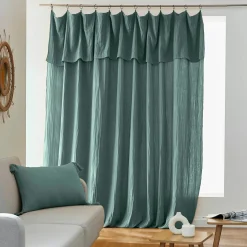 EMINZA Rideau gaze de coton ajustable (280 x max 300 cm) Gaïa Bleu canard Outlet
