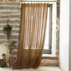 EMINZA Rideau gaze de coton ajustable (140 x max 300 cm) Gaïa Camel Best