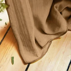 EMINZA Rideau gaze de coton ajustable (140 x max 300 cm) Gaïa Camel Best