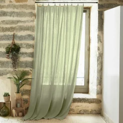 EMINZA Rideau gaze de coton ajustable (180 x max 300 cm) Gaïa Vert tilleul New