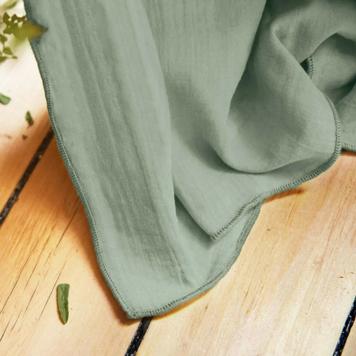 EMINZA Rideau gaze de coton ajustable (140 x max 300 cm) Gaïa Vert Eucalyptus Online