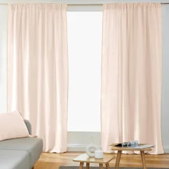 EMINZA Rideau gaze de coton galon fronceur (180 x 240 cm) Gaïa Rose poudré Sale