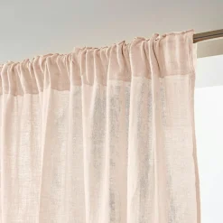EMINZA Rideau gaze de coton galon fronceur (180 x 240 cm) Gaïa Rose poudré Sale