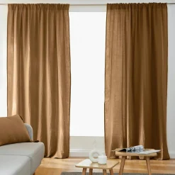 EMINZA Rideau gaze de coton galon fronceur (180 x 240 cm) Gaïa Camel Sale