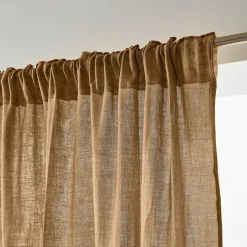EMINZA Rideau gaze de coton galon fronceur (180 x 240 cm) Gaïa Camel Sale
