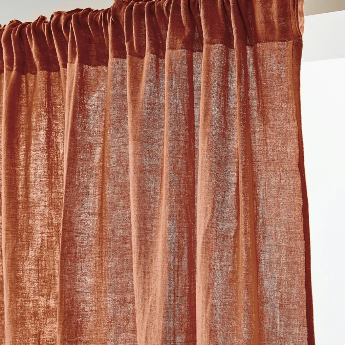 EMINZA Rideau gaze de coton galon fronceur (180 x 240 cm) Gaïa Terracotta Discount