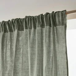 EMINZA Rideau gaze de coton galon fronceur (180 x 240 cm) Gaïa Vert romarin New