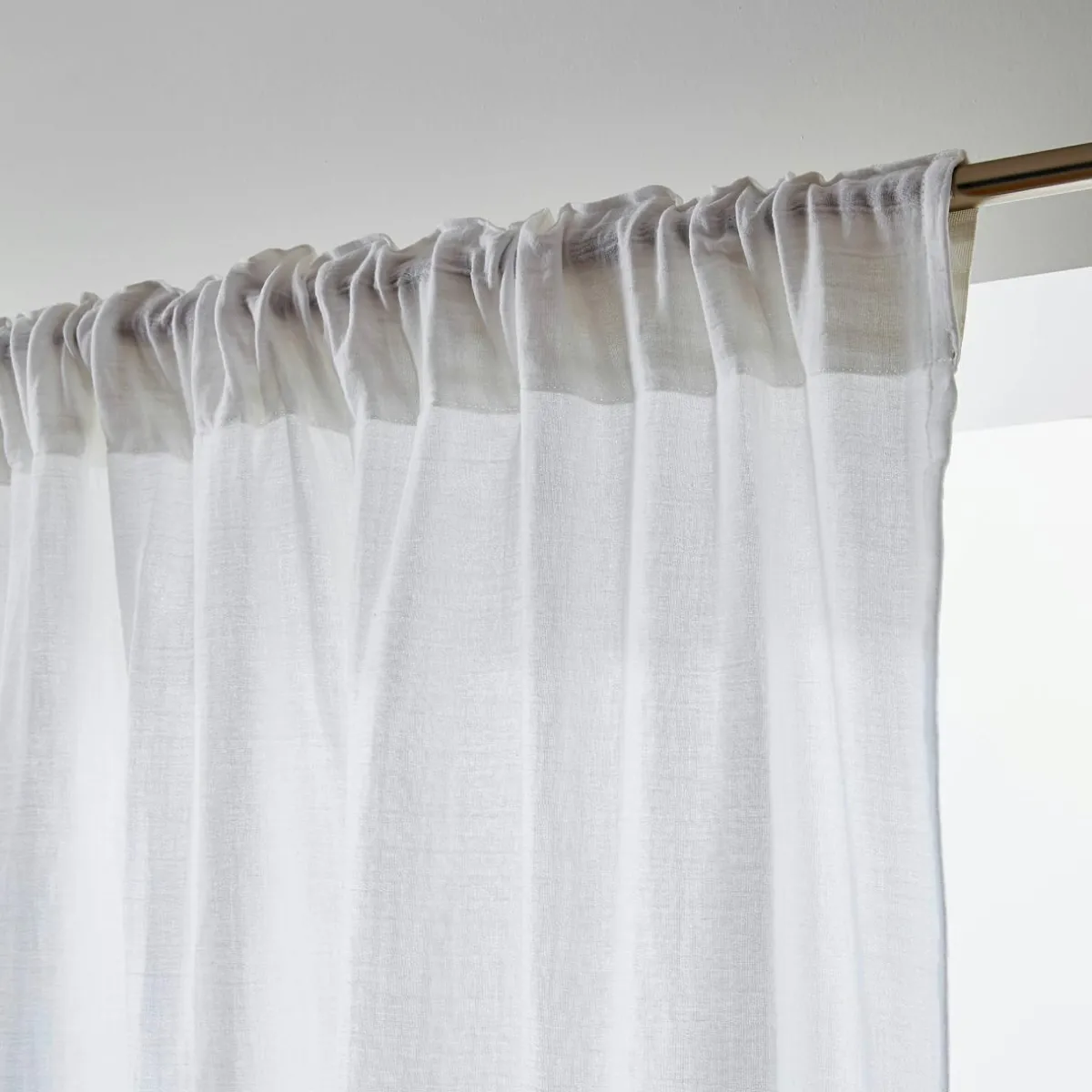 EMINZA Rideau gaze de coton galon fronceur (180 x 240 cm) Gaïa Gris nuage Gris clair Sale