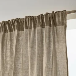 EMINZA Rideau gaze de coton galon fronceur (140 x 240 cm) Gaïa Ficelle Outlet