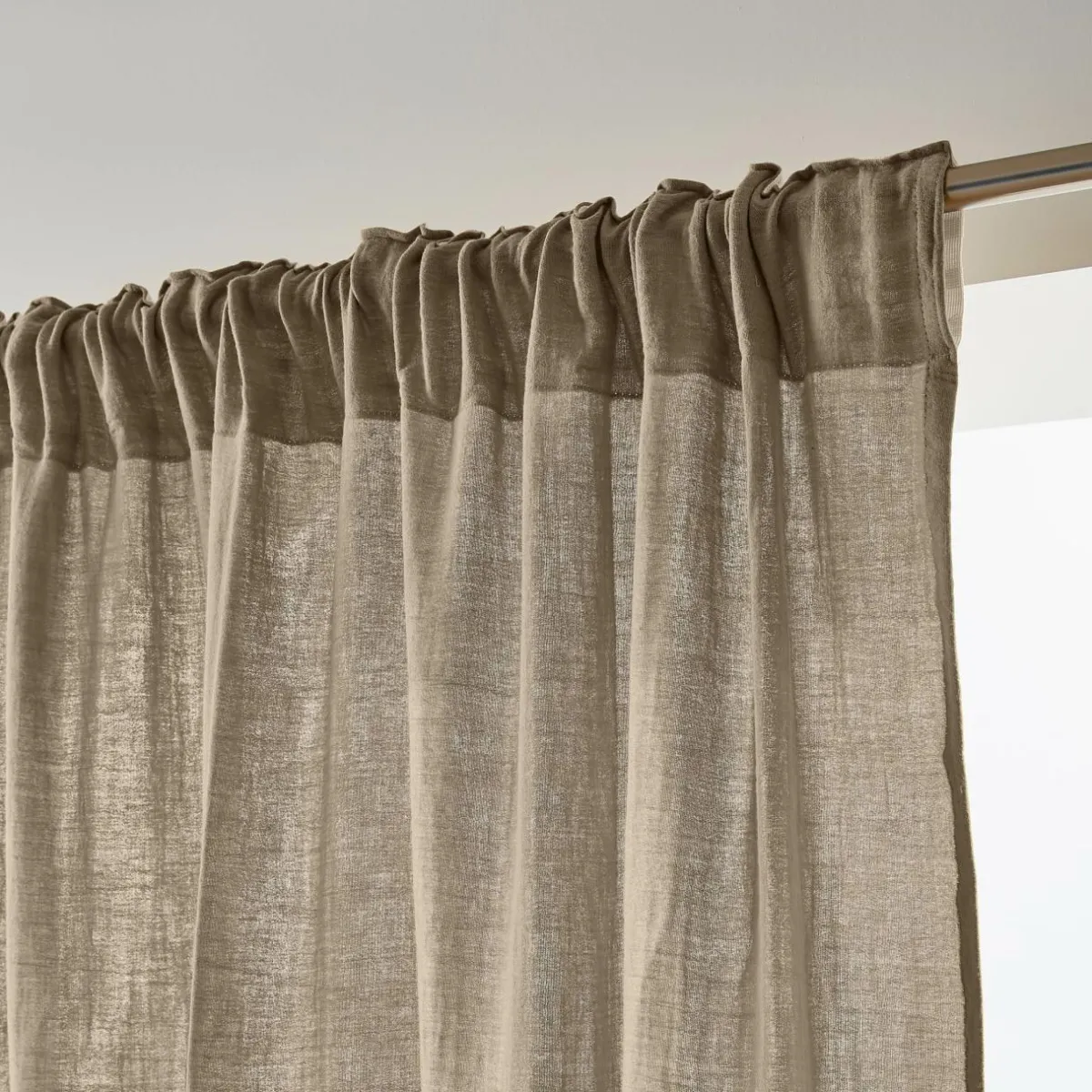 EMINZA Rideau gaze de coton galon fronceur (140 x 240 cm) Gaïa Ficelle Outlet