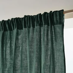 EMINZA Rideau gaze de coton galon fronceur (140 x 240 cm) Gaïa Vert sapin Best